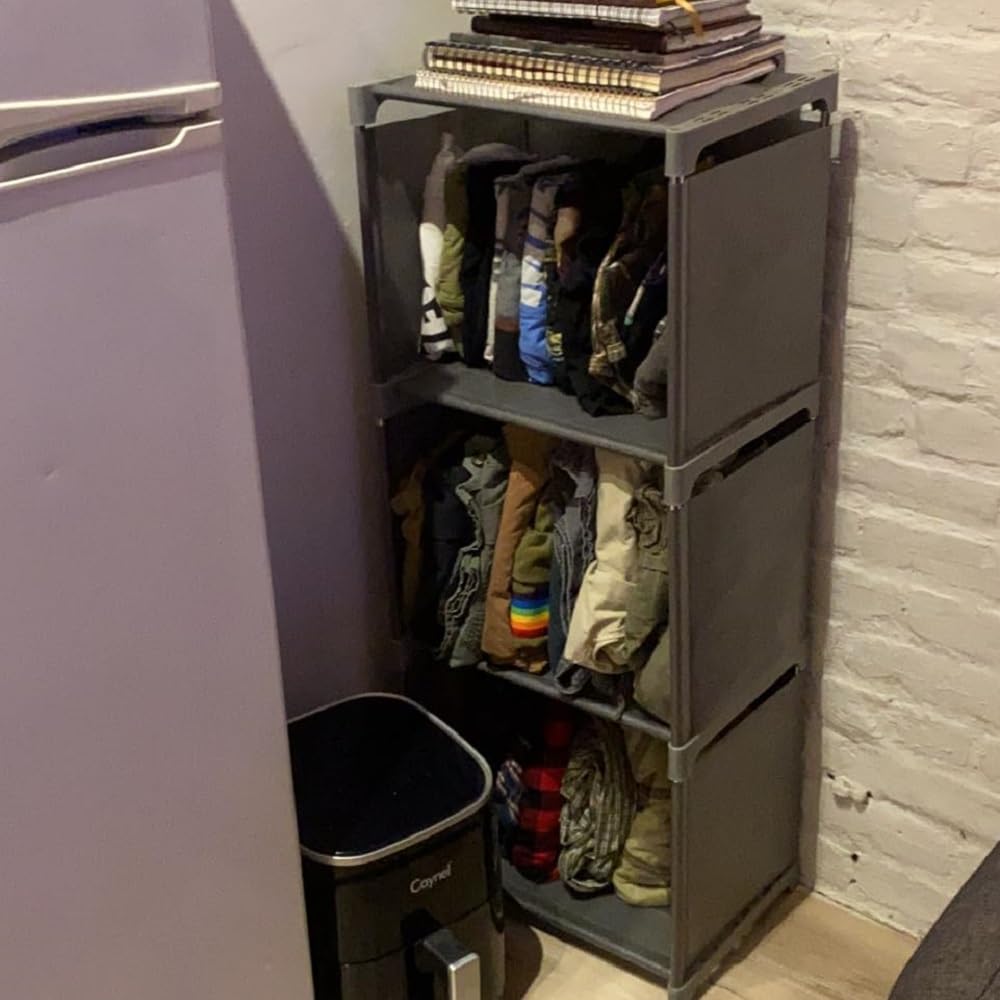 RIIPOO Versatile 3-Cube Storage Organizer Shelves for Bedroom Closet, Space-Saving 4-Layer Bookshelf | Compact Bookcase Unit Ideal for Small Spaces RIIPOO