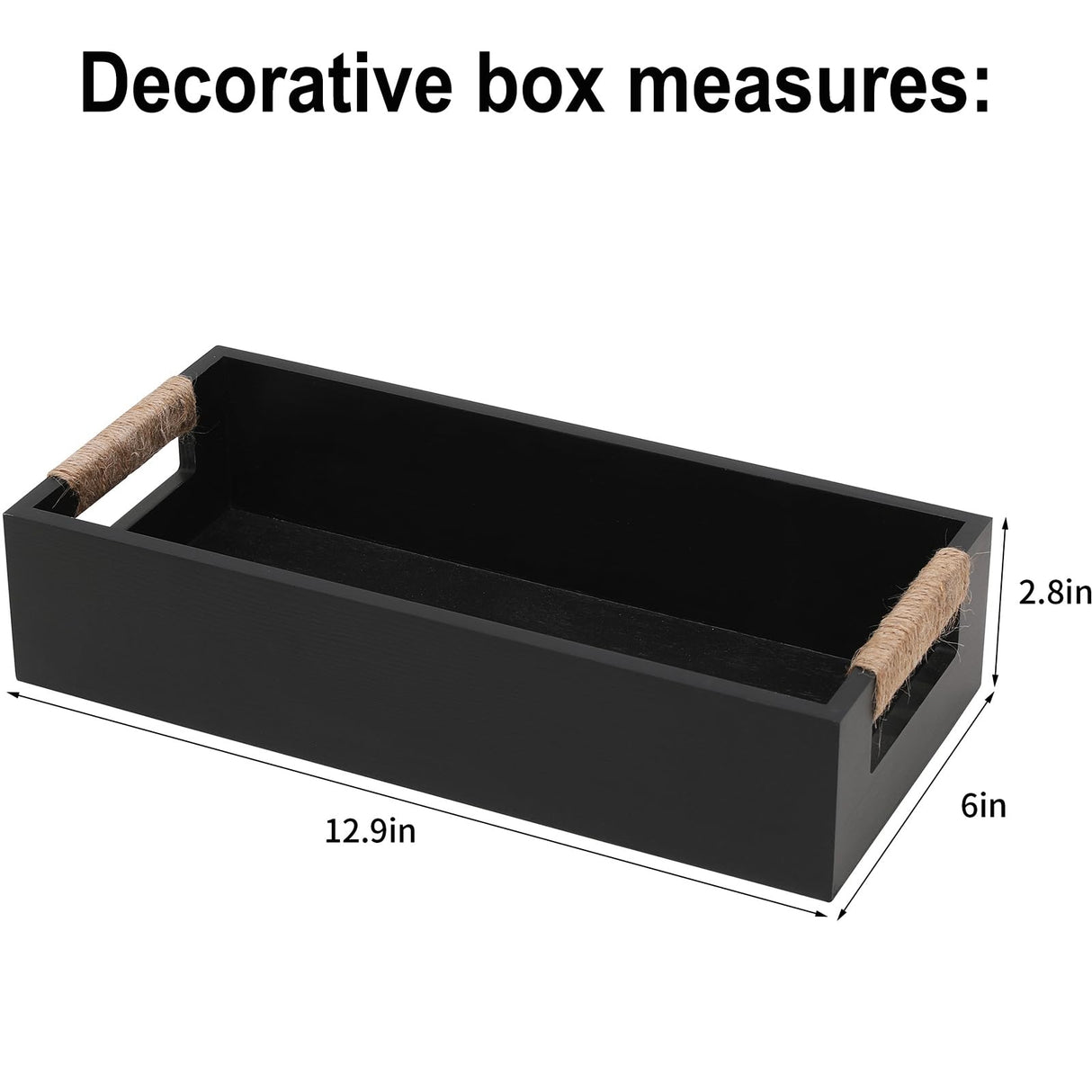 Bathroom Decor Box Toilet Paper Holder Wood Toilet Tank Basket,Toilet Tank Tray for Storage,DIY Kitchen Utensil Holder Box,Farmhouse Rustic Home Decor-Black HXGONYI