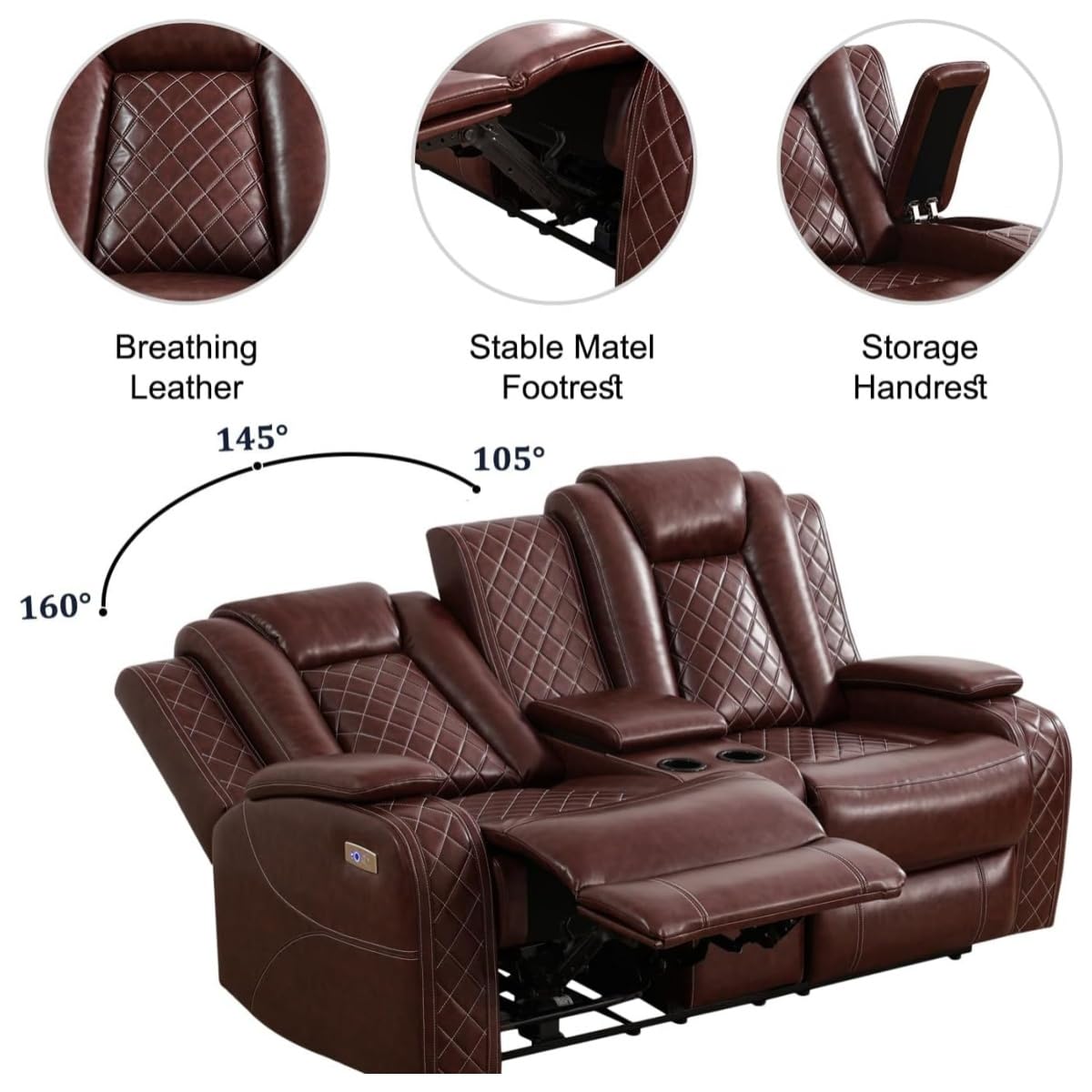 Trygoal Oversized Recliner Chair, Multifunction Power Leather Recliners with Home Theater Seating, Oversized Single Electric Recliner Furniture for Living Room Apartment Home Theater, Red Trygoal