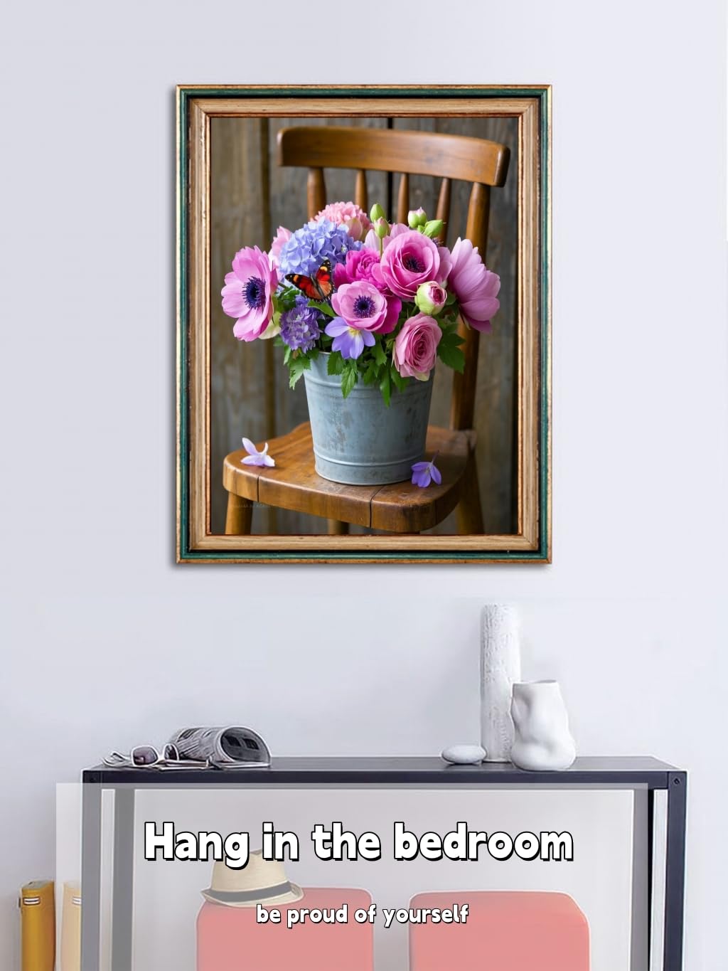 ACANDYL Flower DIY Paint by Numbers Kit for Adults Paint by Number for Adults Beginner Canvas Painting by Number Pink Peony Rose DIY Acrylic Oil Painting on Canvas Arts Craft Decoration 16x20 Inch ACANDYL