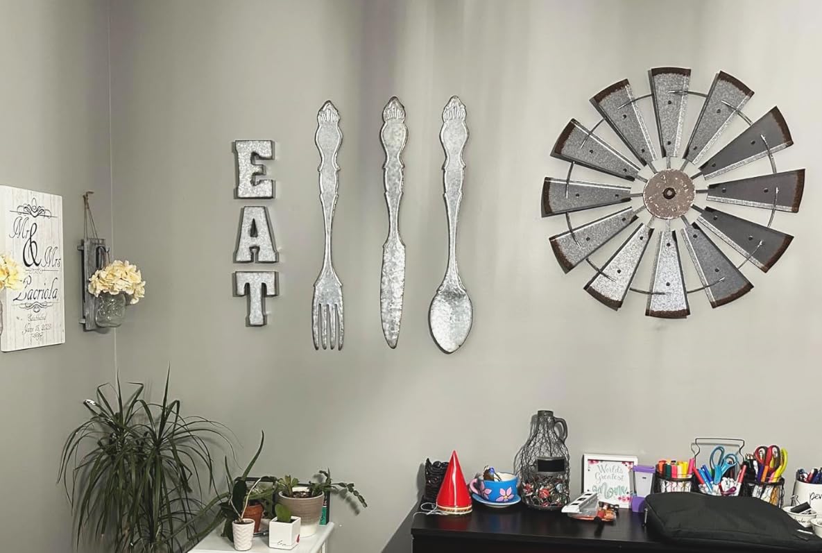 Zoreal Galvanized EAT Sign Rustic Metal Letters Free Standing Decorative Sign Wall Decor Zoreal