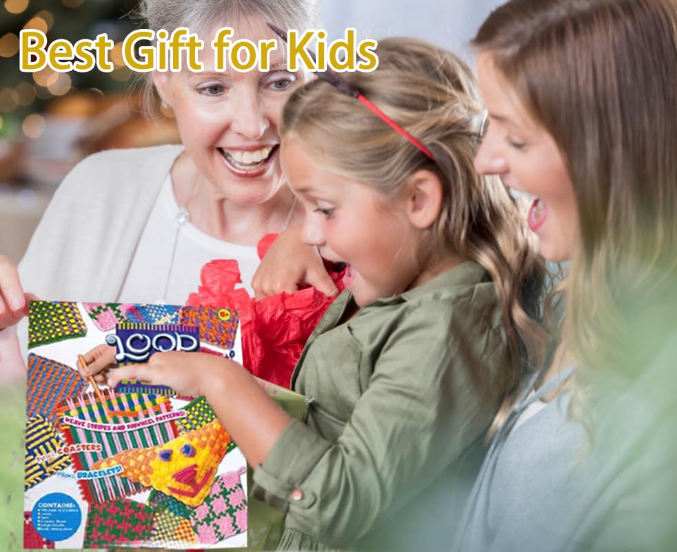 Weaving Loom Kit for Beginners Adults and Kids, DIY Arts and Crafts Gifts for Girls Ages 5 6 7 8-12 13 Potholder Loom Knitting kit for Beginners, Create 6+ Potholders & Crafts with 192 Rainbow Loops Kaaper