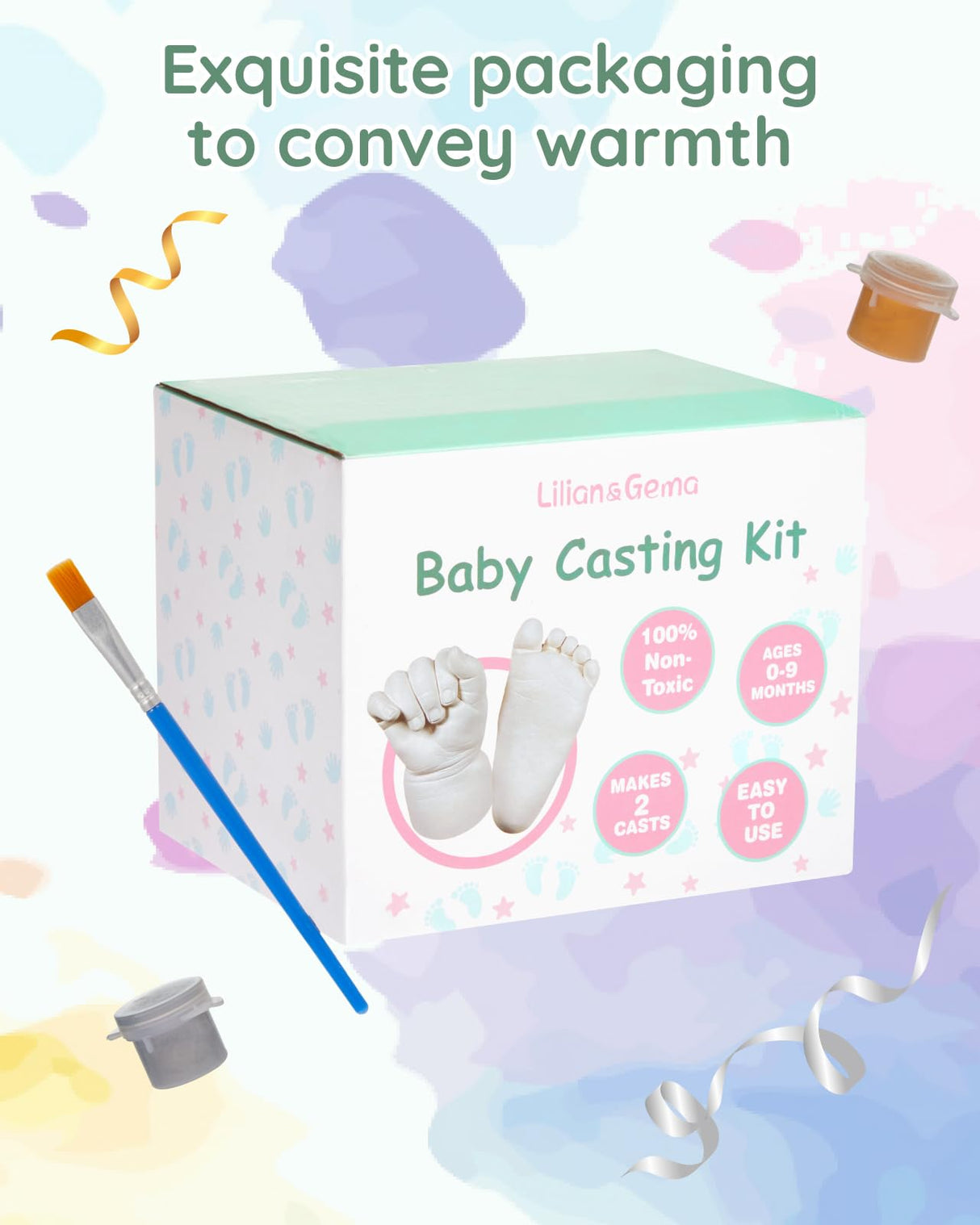 Lilian&Gema Baby Casting Kit Hands and Feet, Newborn Keepsake Foot Hand Mold Kit, Plaster Hand Mold Casting Kit for Babies 0-6 Months, Perfect for First Birthday, New Mom Baby Christmas Gift Lilian&Gema