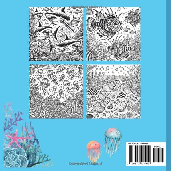 Awesome Ocean Coloring Book: Activity Book For Teens and Adults With Fascinating Underwater Sea Creatures Having Fun Under the Water (Awesome Ocean Coloring Books) WoodArtSupply