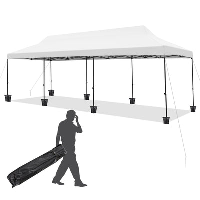 EROMMY 10' x 30' Pop Up Canopy Tent, Commercial Instant Canopy Heavy Duty with Roller Bag, 8 Sand Bags, 8 Wind Ropes & Ground Nails, Outdoor Canopies for Party Festival Event Wedding Camping