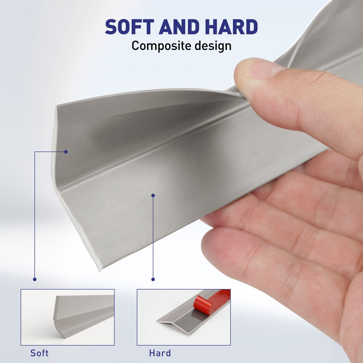 FOSLUOC Garage Door Seal Top and Sides Seal Strip 34FT Rubber Weather Stripping Replacement Soft and Hard Composite, Weatherproofing Universal Sealing (Grey) FOSLUOC