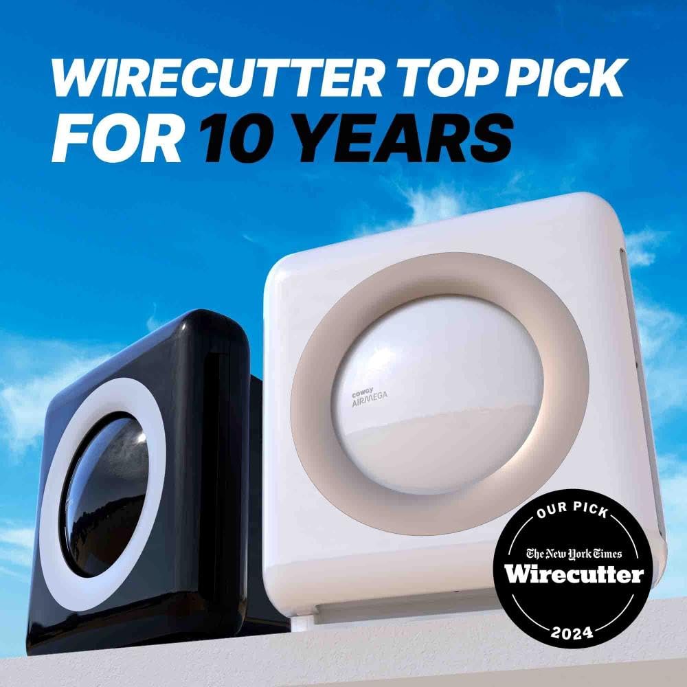 Coway Airmega AP-1512HH(W) True HEPA Purifier with Air Quality Monitoring, Auto, Timer, Filter Indicator, and Eco Mode, 16.8 x 18.3 x 9.7, White Coway