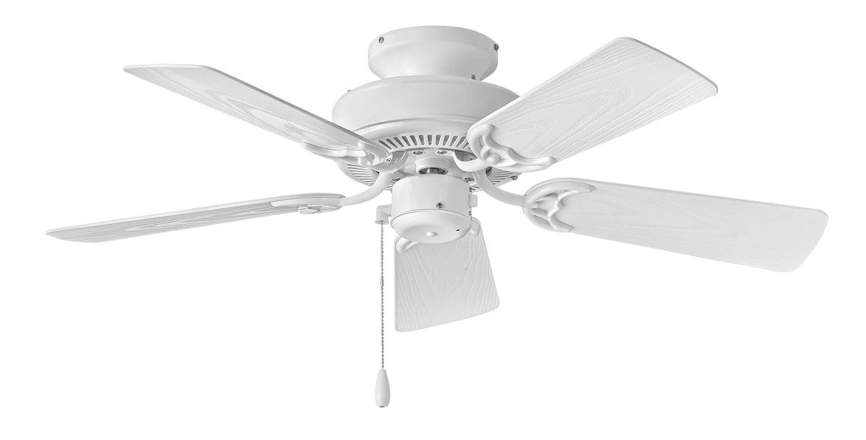 Hinkley Cabana 36" Indoor/Outdoor Dual Mount Ceiling Fan with Remote - Pull Chain Operation, Composite Fan Blades - Appliance White Hinkley
