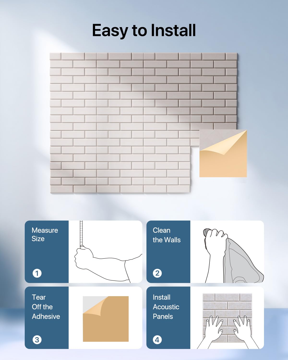 Soundproof Wall Panels, Kuchoow Sound Proof Panels for Walls, 12 Pack High Density Acoustic Panels Sound Absorbing Self-Adhesive, Acoustic Wall Panels for Walls Door Ceiling 12" X 12" X 0.4" Beige Kuchoow