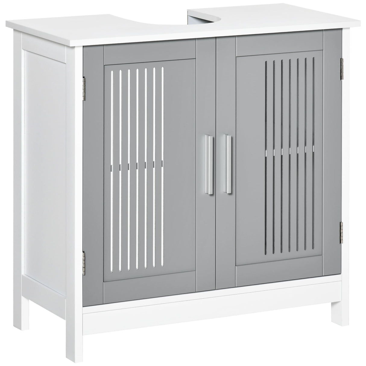 kleankin Modern Under Sink Cabinet with 2 Doors, Pedestal Under Sink Bathroom Cupboard, Bathroom Vanity Cabinet with Adjustable Shelves, Gray and White kleankin