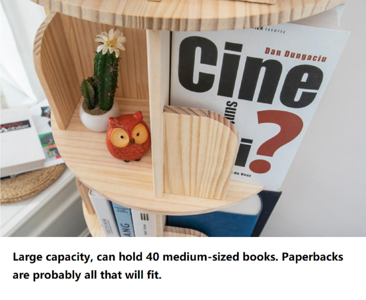 Heehee Rotating Bookshelf 360 Display Floor Standing Bookcase Storage Rack for Kids&Adults Multi-Functional Bookshelf Organizer (3-Tier) Heehee