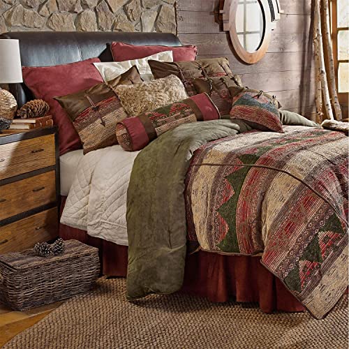 Paseo Road Sierra Western Bedding 7 Piece King Comforter Set, Faux Suede Chenille Jacquard Southwestern Bedding, Rustic Comforter Set with Bed Skirt, Shams, Accent Pillows H HIEND ACCENTS