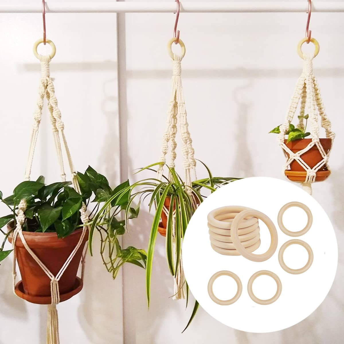 10 PCS 75mm Unfinished Wooden Rings for Craft, 3 Inch Nature Solid Wood for DIY Crafts Without Paint, Macrame Rings for Pendant and Connectors Jewelry Making PONGJA