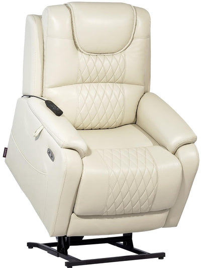 EONIX Triple Motor Lay Flat Power Lift Recliner Chair for Elderly with Massage, 400lbs Electirc Lift Chair for Living Room, Independent Adjustable Backrest Headrest, Extended Footrest, Cream White