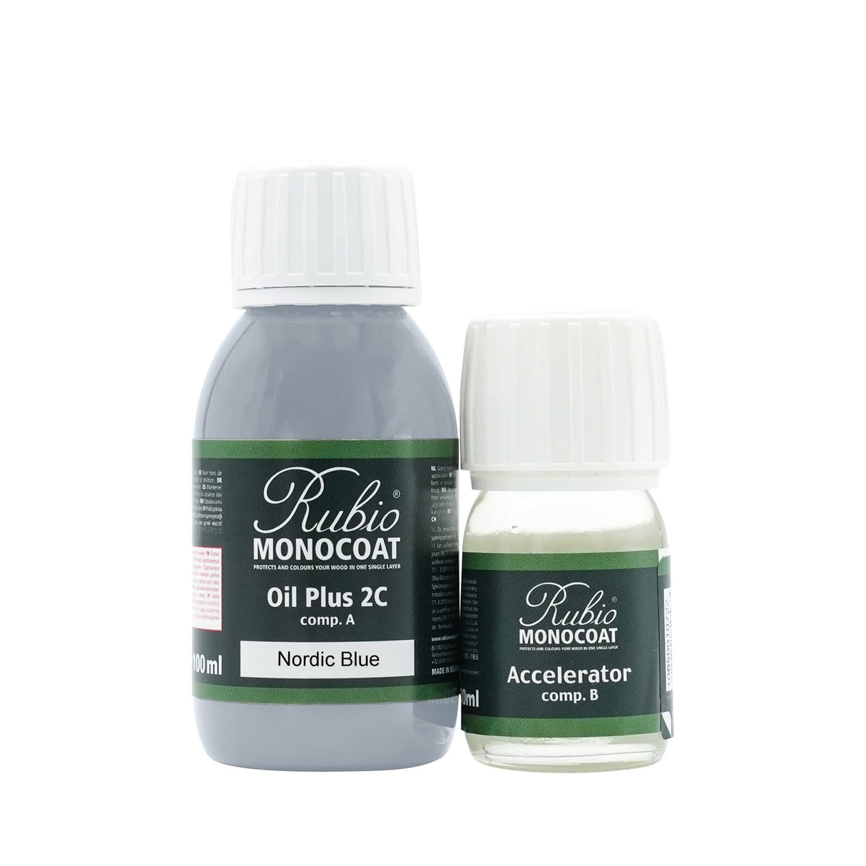 Rubio Monocoat Wood Stain & Finish 65 ft² - Nordic Blue | Oil Plus 2C | Quick-Dry, Eco-Friendly Linseed Wood Oil for Indoor Use, Includes Accelerator (Part B) | Protector | 130 ml Rubio Monocoat