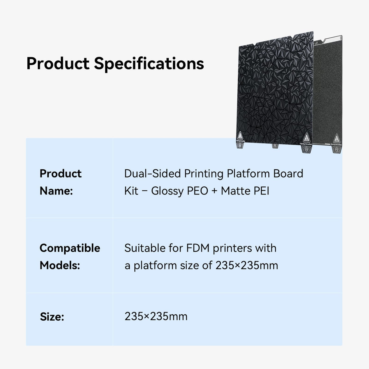 Creality Ender 3 Build Plate Kit Dual-Sided Printing Platform Board Glossy PEO + Matte PEI Plate Build Surface for Ender 3 V3 SE/Ender 3/Ender 3Pro/Ender 3 V2/Ender 3 S1/S1 Pro 3D Printer 235x235mm Creality