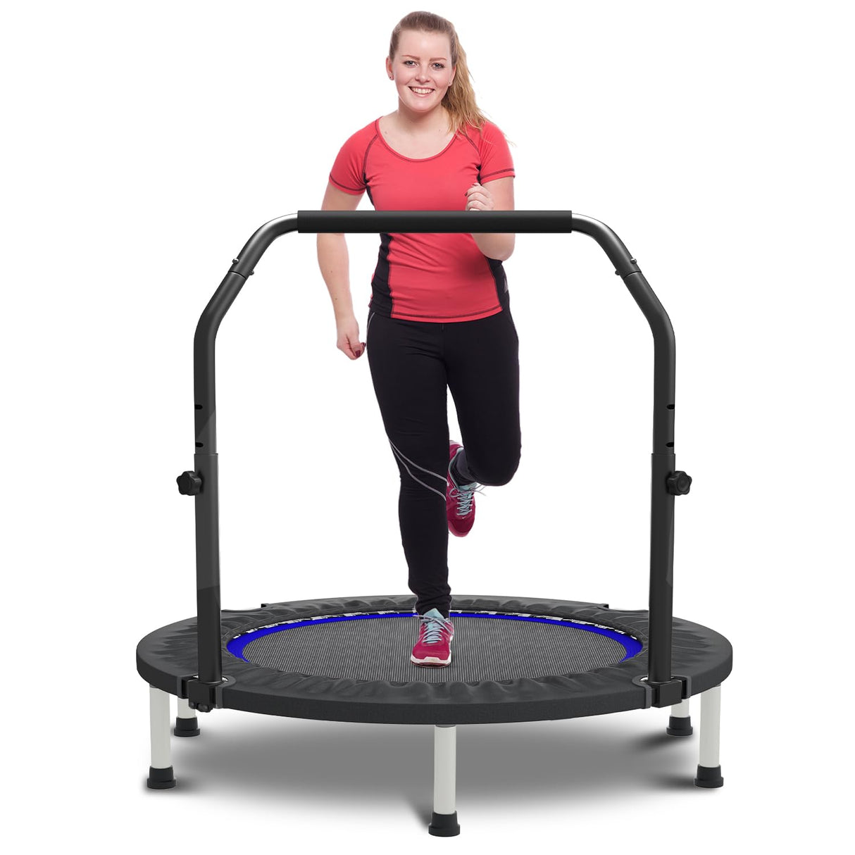 HYD-Parts 40" Mini Trampoline for Adults and Kids Exercise Rebounder with Adjustable Bar Fitness Trampoline Indoor Max Load 330lbs HYD-Parts