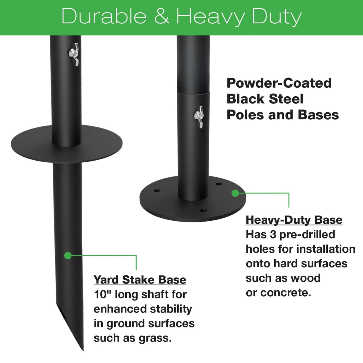 EXCELLO GLOBAL PRODUCTS Bistro String Light Poles - 4 Pack - Extends to 10 Feet - Universal Mounting Options Included EXCELLO GLOBAL PRODUCTS