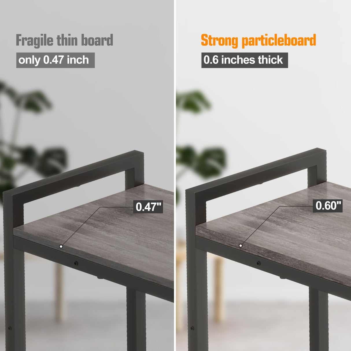 Livofloral Narrow Console Table, Small Entryway Table, Sofa Table with 2 Support Bar, Industrial Couch Table, Thin Side Table, Display Table for Living Room, Hallway, Bedroom, Foyer, Grey Livofloral