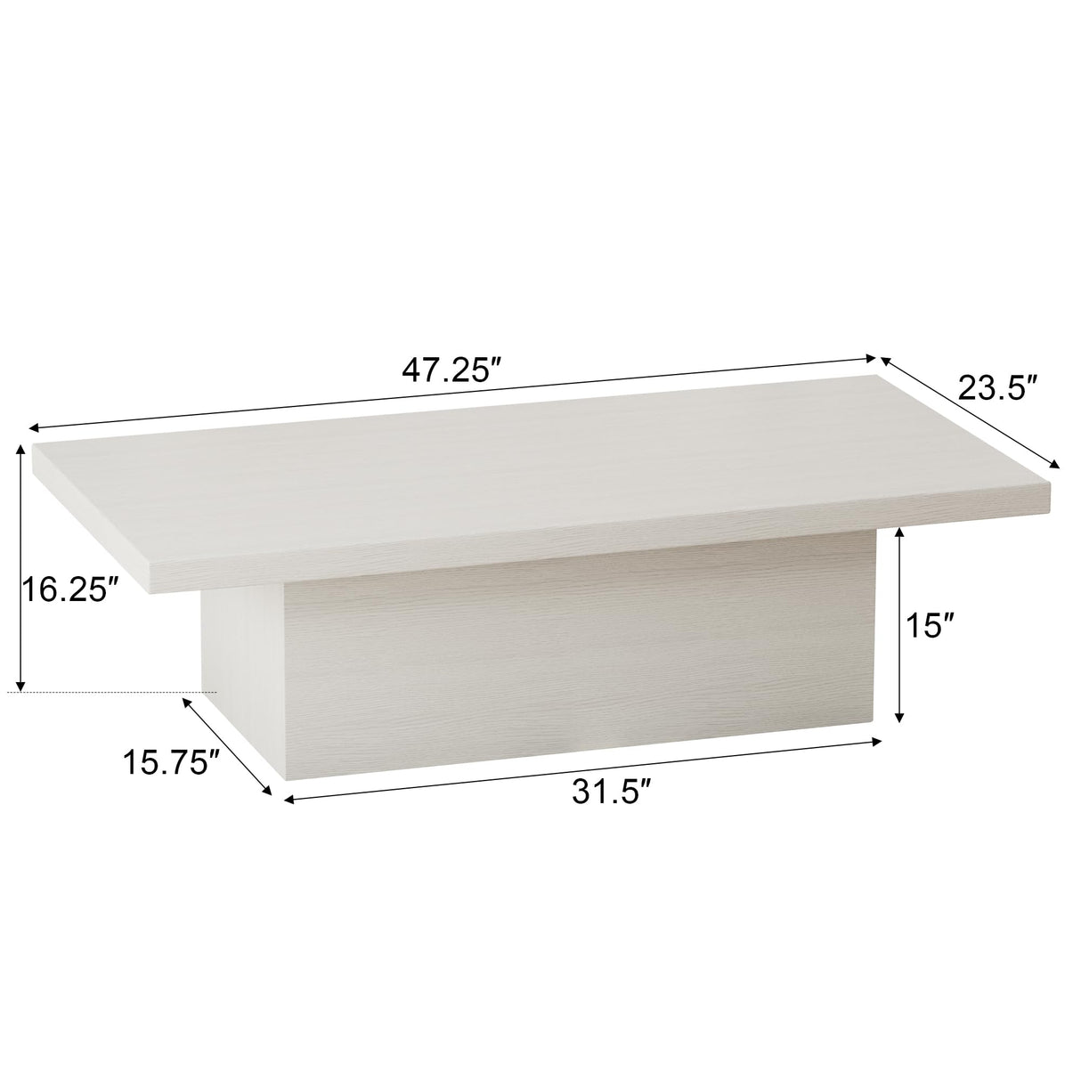 Farmhouse Coffee Table, 47.25" Modern Engineered Wood Cocktail Table, Scratch-Resistant Accent Table with Sturdy Frame for Living Room, Home Office & Lounge Vipbear