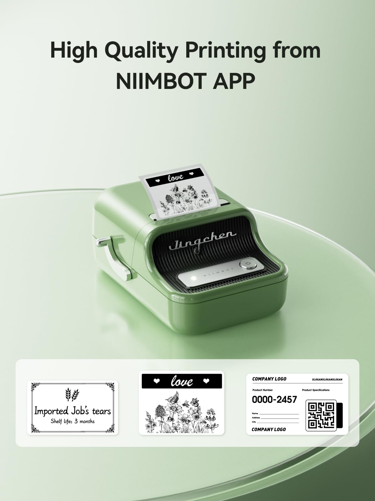 NIIMBOT B21 Label Maker Machine with Tape, Bluetooth Label Printer, 2 Inch Portable Thermal Sticker Printer, Good Idea for Home,Organization, Office, Business, Sticker Maker for Phones & PC, Green NIIMBOT