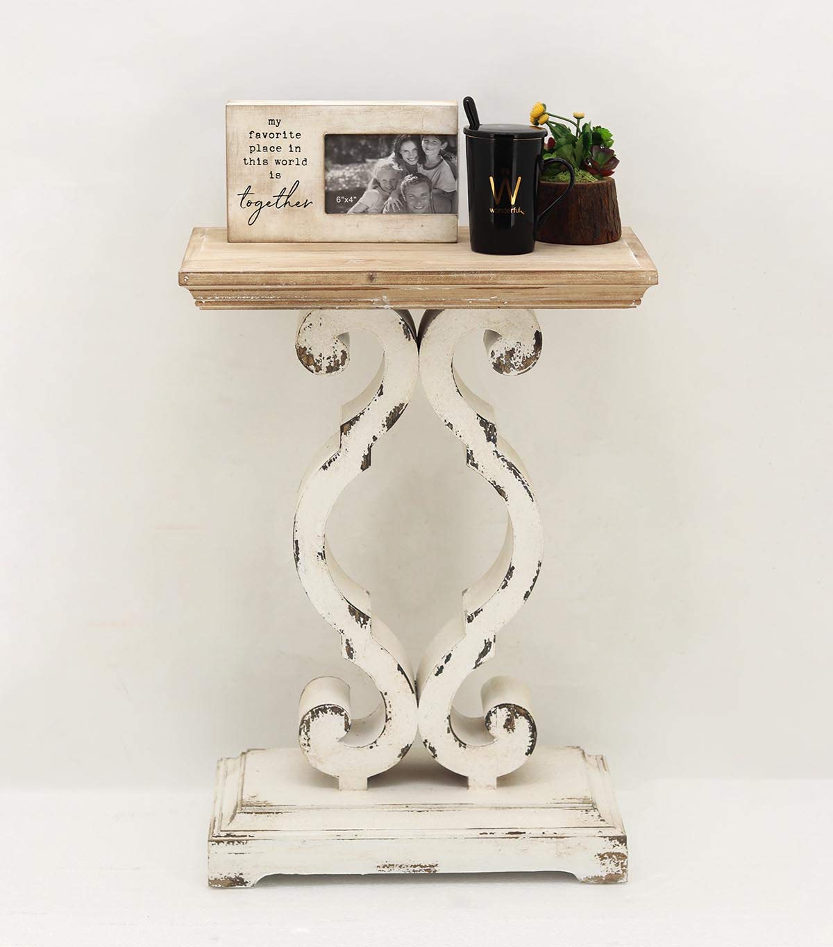 Parisloft Rustic Farmhouse Accent End Table, Natural Wood Side Table Nightstand for Dinning or Living Room 19.75 x 11.75 x 27.5 Inches Parisloft