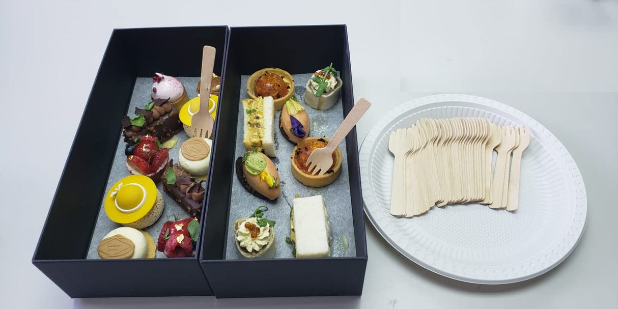 Gmark 4" Mini Wooden Spork 100 ct, Biodegradable Compostable Birchwood Fork Spoon 2-in-1 Utensil (100pcs/bag) GM1058A Gmark