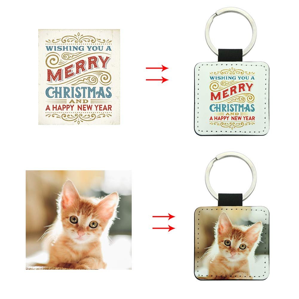 Valyria Sublimation Blank Keychain 2024 Christmas Ornaments Sublimation Keychains PU Leather Keyrings Valyria