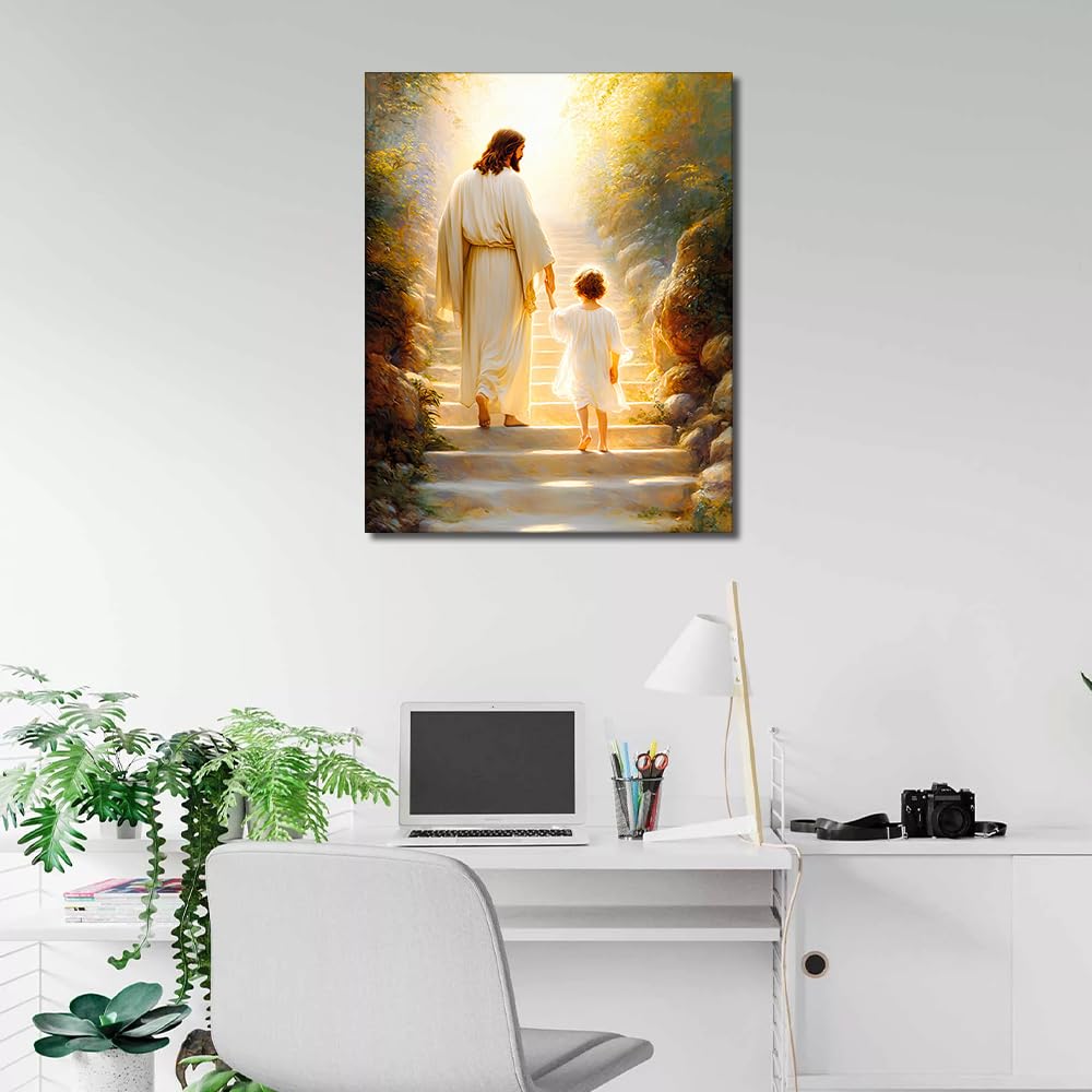 Adults' Paint-by-Number Kits DIY Jesus Paint by Numbers for Adults Christianity Adult Paint by Numbers Oil Painting Art Crafts for Wall Decoration Flameless Oil Painting Kits 16x20 Inch Rebotipy