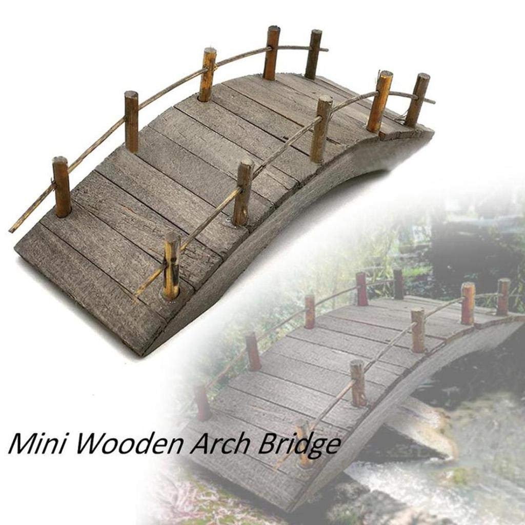 WWahuayuan Dollhouse Wooden Arc Bridge with Railings Miniatures Fairy Garden Craft Arch Plank Bridge Figurines Mini Terrarium Kits DIY Rockery Bonsai Plant Pot Moss Micro Landscaping Garden Ornaments WWahuayuan