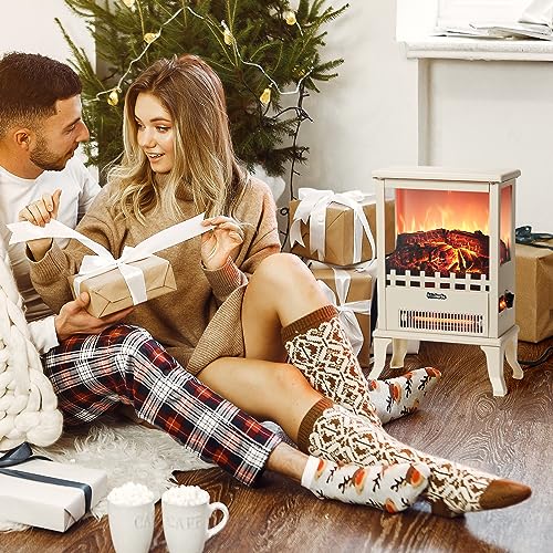 TURBRO Suburbs TS17Q Infrared Electric Fireplace Stove, 19" Freestanding Stove Heater with 3-Sided View, Realistic Flame, Overheating Protection, CSA Certified, for Small Spaces, Bedroom - 1500W TURBRO