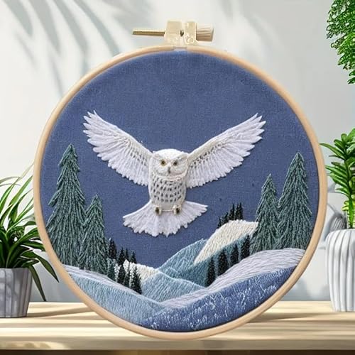 Huacan 1pc Owl Embroidery Kits for Adults Animal Home Decoration Modern Wall Stickers Cross Stitch Patterns