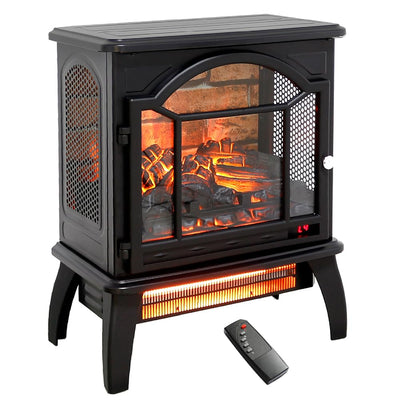 KOFOHON Freestanding Electric Fireplace Heater,Portable Infrared Fireplace Stove with 4 Types of 3D Realistic Flame Effects,Adjustable Temperature Compact Indoor Space Heater,Timer&Remote,22"-1500W.