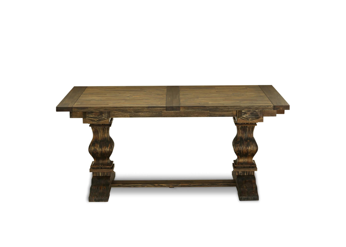 East West Furniture LAAS9-07-T25 9 Piece Table Set Consists A Wood Dining Table and 8 Black Textured Polyester Fabric Parson Dining Chairs, Distressed Jacobean East West Furniture