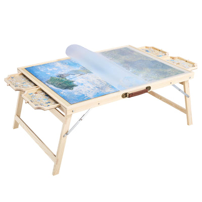 VEVOR 1500 Piece Puzzle Table with Folding Legs, 4 Drawers and Cover, 34x25 in Portable Wooden Board, Jigsaw Puzzle Accessories for Adults, Organizer & Storage System, Birthday Gift for Mom