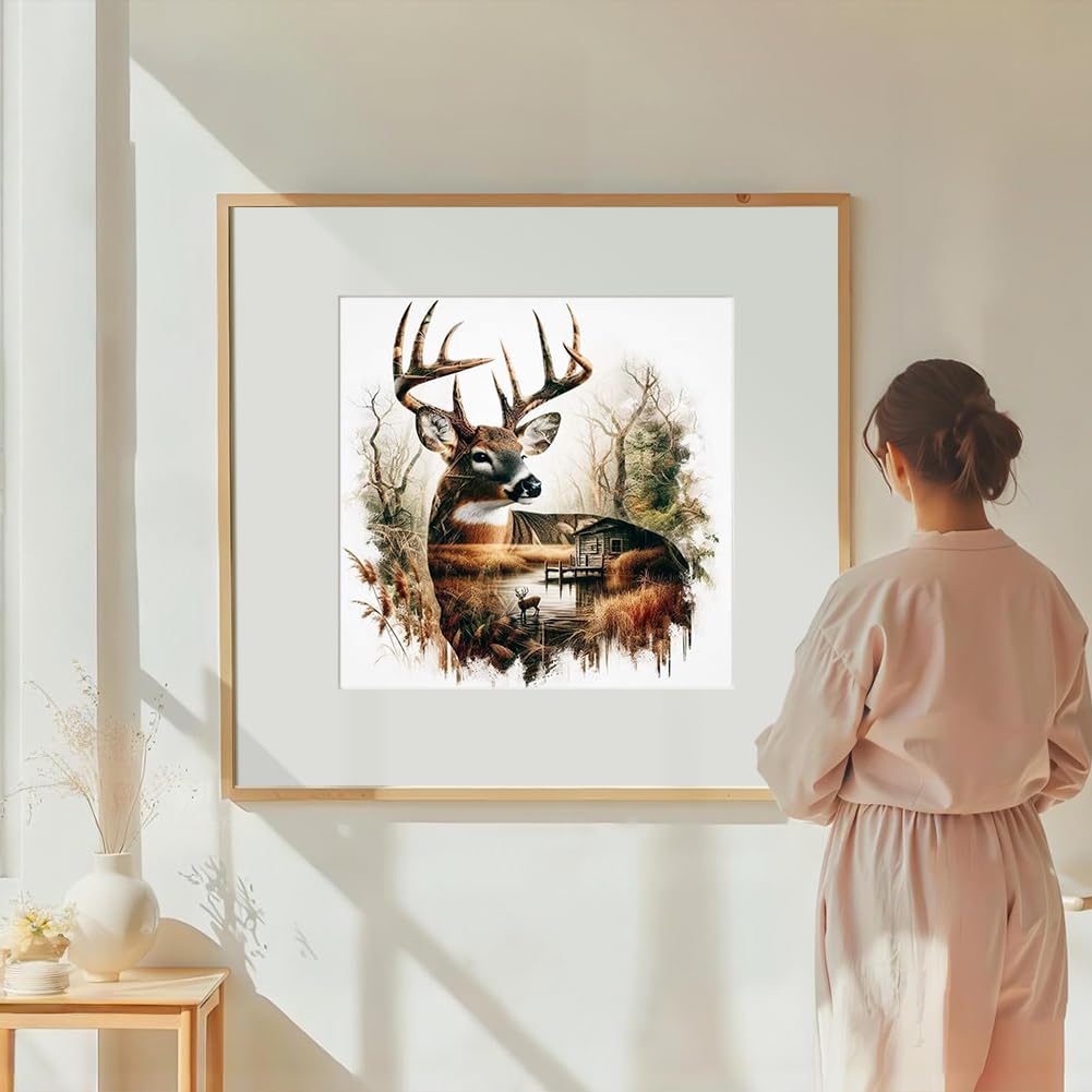 DIADAY Diamond Painting Kits Deer, DIY Diamond Art Kits for Adults Beginners, 5D Full Drill Round Gem Art Diamond Dots Craft Home Wall Decor Gift 12 x 12 Inches DIADAY