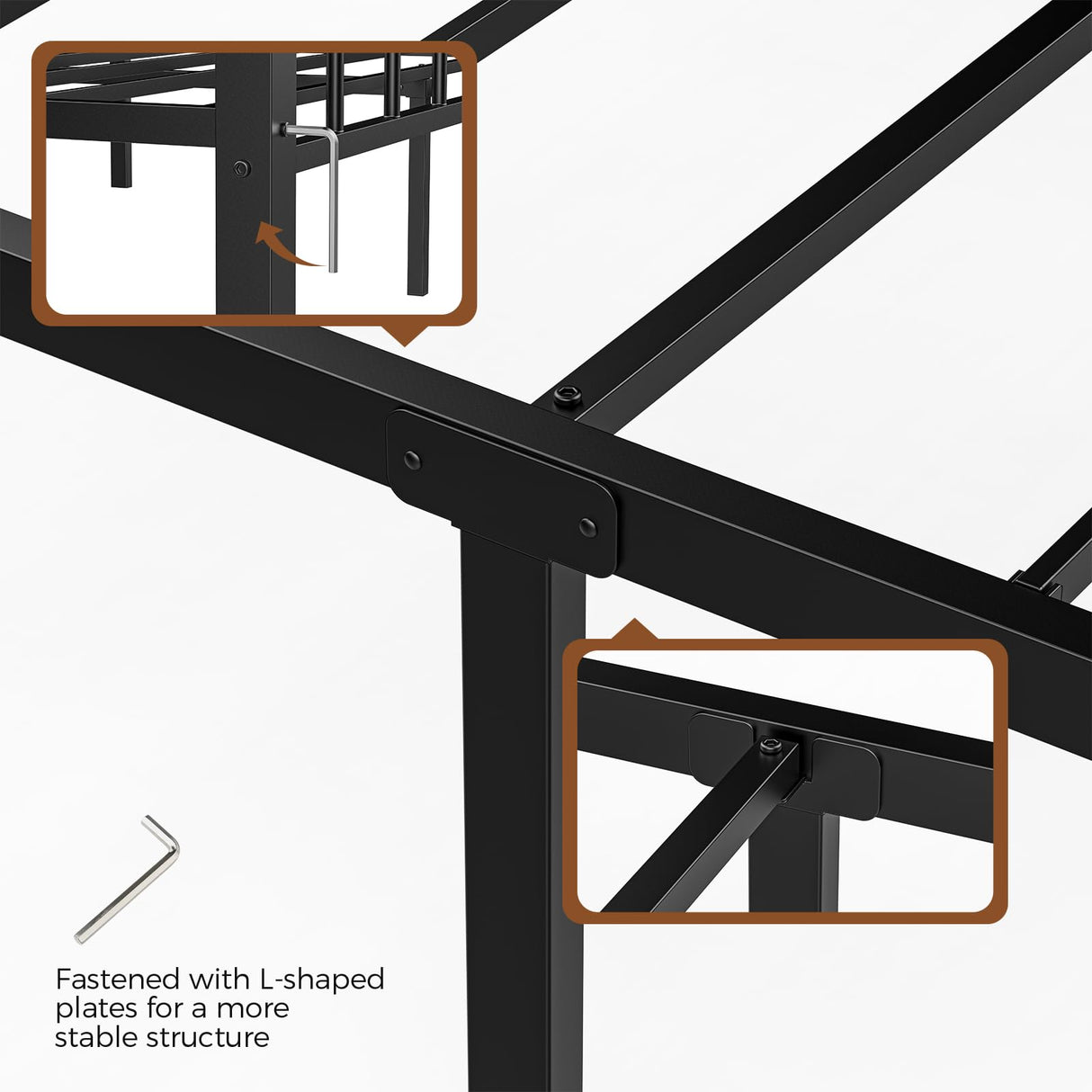 Blbeed Metal Twin Bed Frames, Noise-Free Design & Underbed Storage Heavy Duty Bed Frames with Headboard No Box Spring Needed/Tool-Free Assembly Blbeed