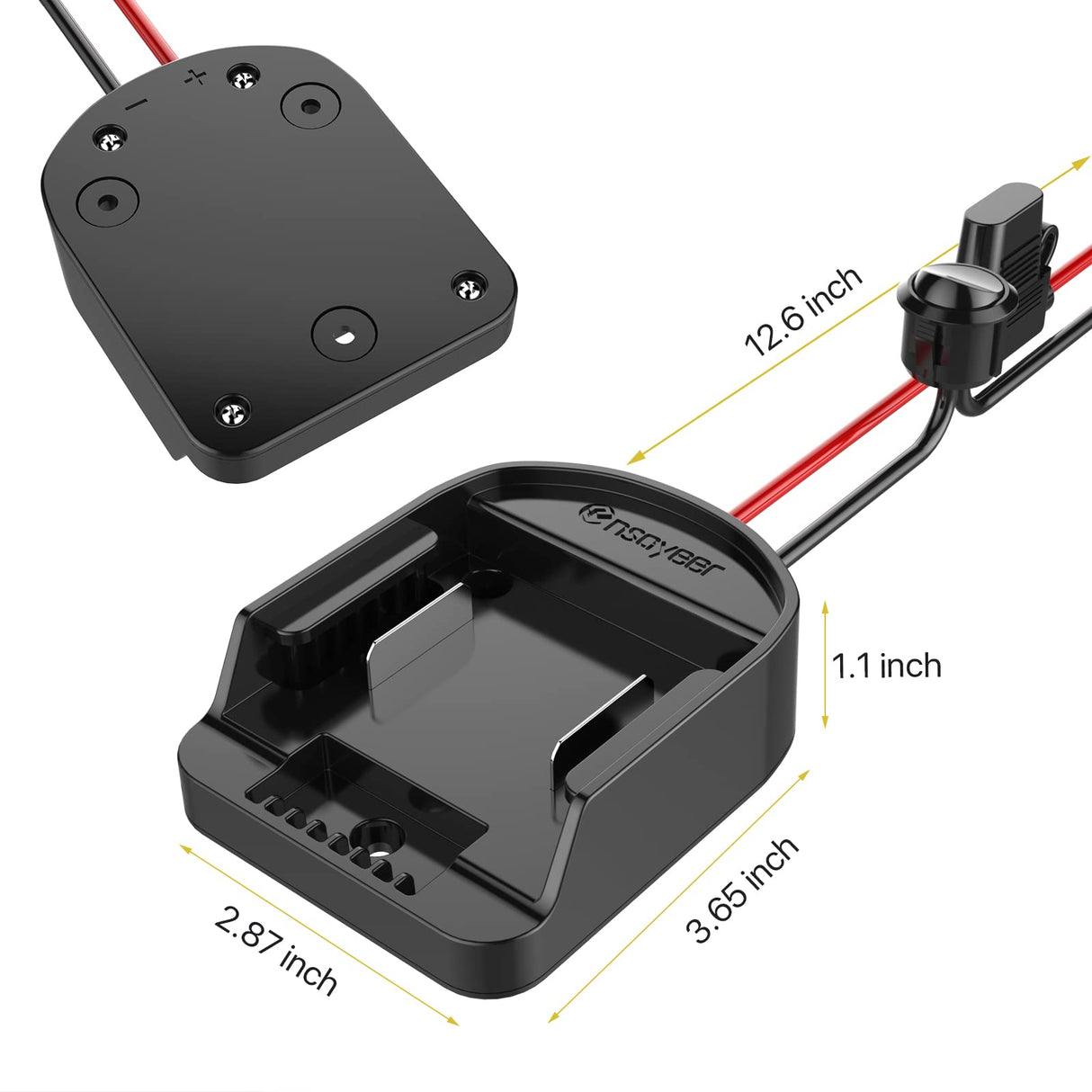 Ensayeer Power Wheel Adapter with Fuse & Switch, Secure Battery Adapter for 18V Lithium Battery, with 12 Gauge Wire, Good Power Convertor for DIY Ride On Truck, Robotics, RC Toys and Work Lights Ensayeer