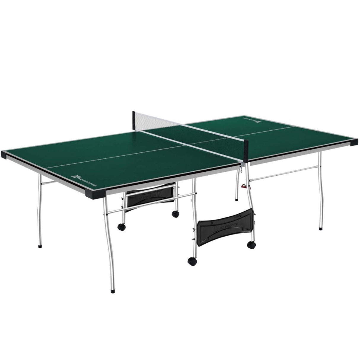 MD Sports Table Tennis Set, Regulation Ping Pong Table with Net, Paddles and Balls (8 Pieces) - Green and White MD Sports
