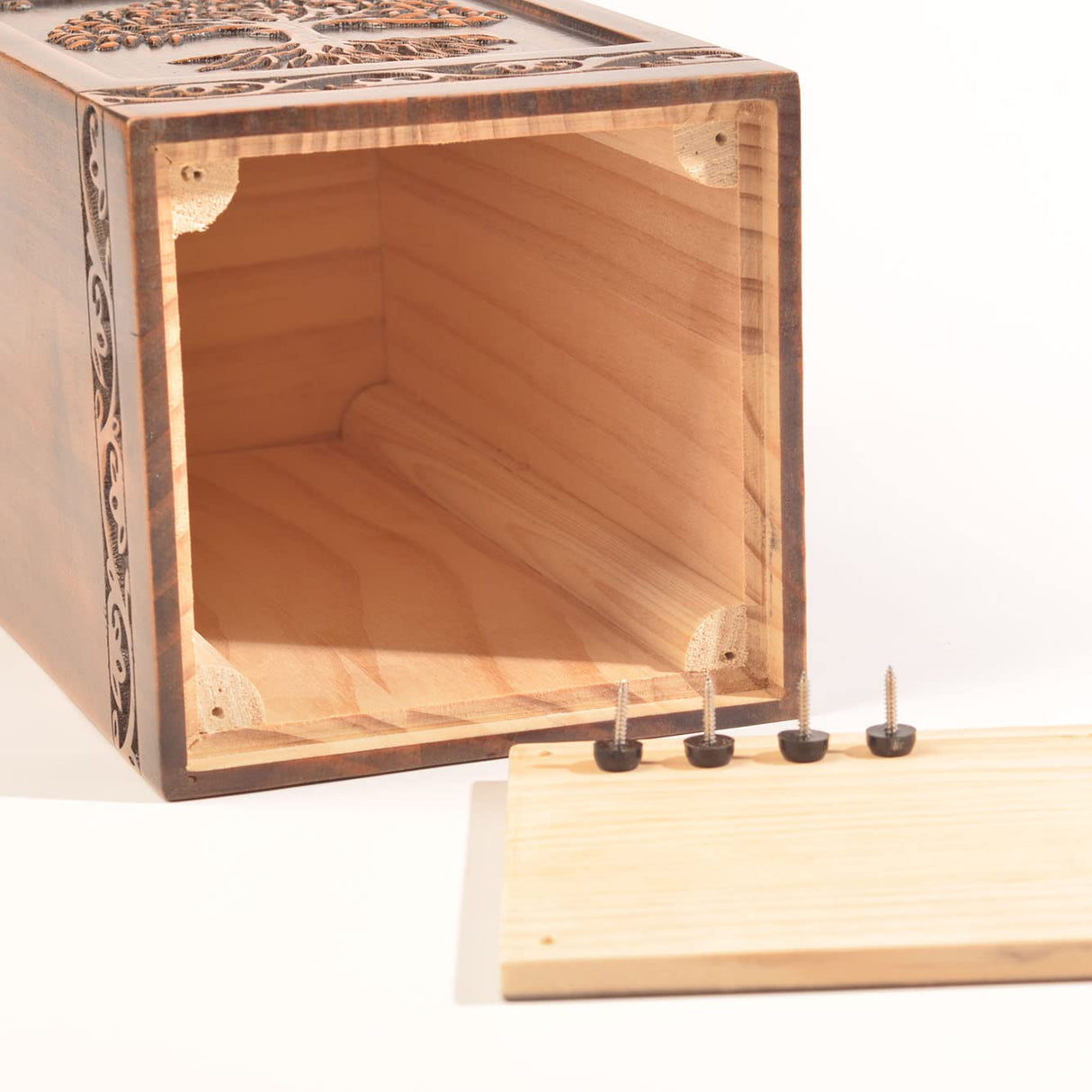 engmvwod Handmade Wooden Engraved Urn for Human Ashes 250lbs Adult Male Female Satin Bag Tree of Life Cremation urns pet dog cat Box engmvwod