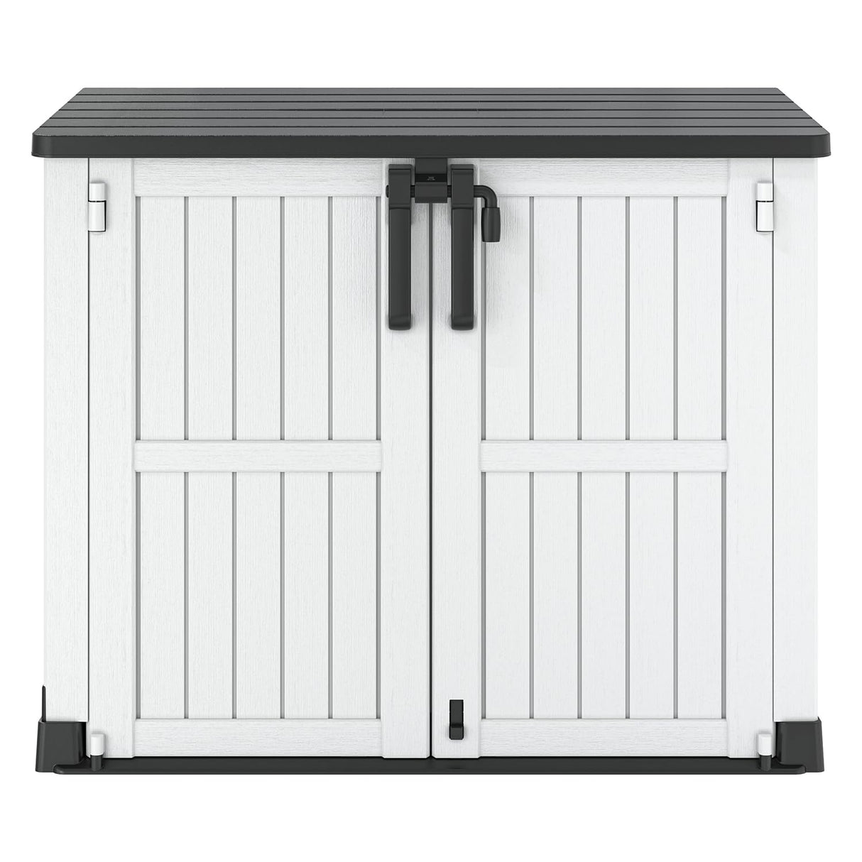 LHBGO Horizontal Storage Shed, Outdoor Resin Storage Shed 36 Cu. Ft. Garden Extra Large Capacity Weather Resistant Storage Box, Lockabl Waterproof Shed for Garbage Cans, Garden Tools, Light Gray LHBGO