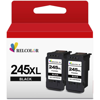 Relcolor Compatible Ink Cartridge Replacement for Canon 245XL (Black 2 Pack) 245 XL PG245 243 243XL for MX490 MG2522 MX492 TR4520 TR4500 MG2520 TS3300 TS3322 MG2525 TR4522 TS3100 TS3122 TS3320 Printer
