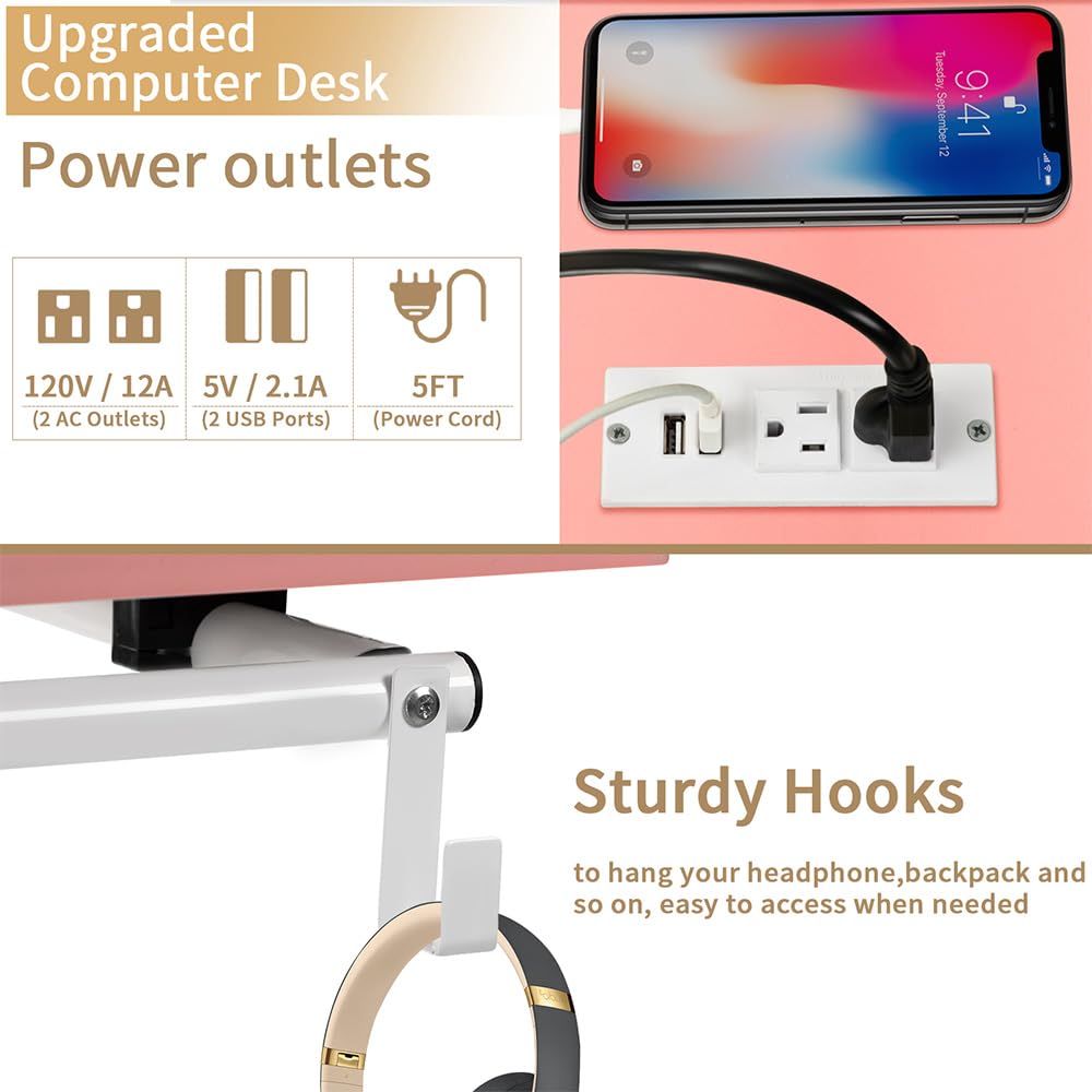 SIDUCAL Mobile Stand Up Desk, Adjustable Laptop Desk with Wheels, Home Office Workstation with USB Ports and Outlets, SIDUCAL