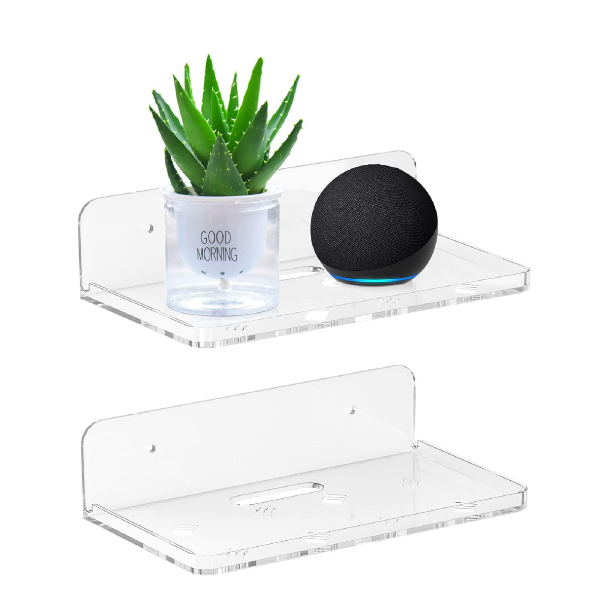 Wall Mount Floating Shelves for 2 Pcs Security Camera Shelf Mini Speaker Other Small Items in Bedroom Bathroom Kitchen Living Room Clear Mini Shelf Flexible Use for Wall Space(L) Liboer