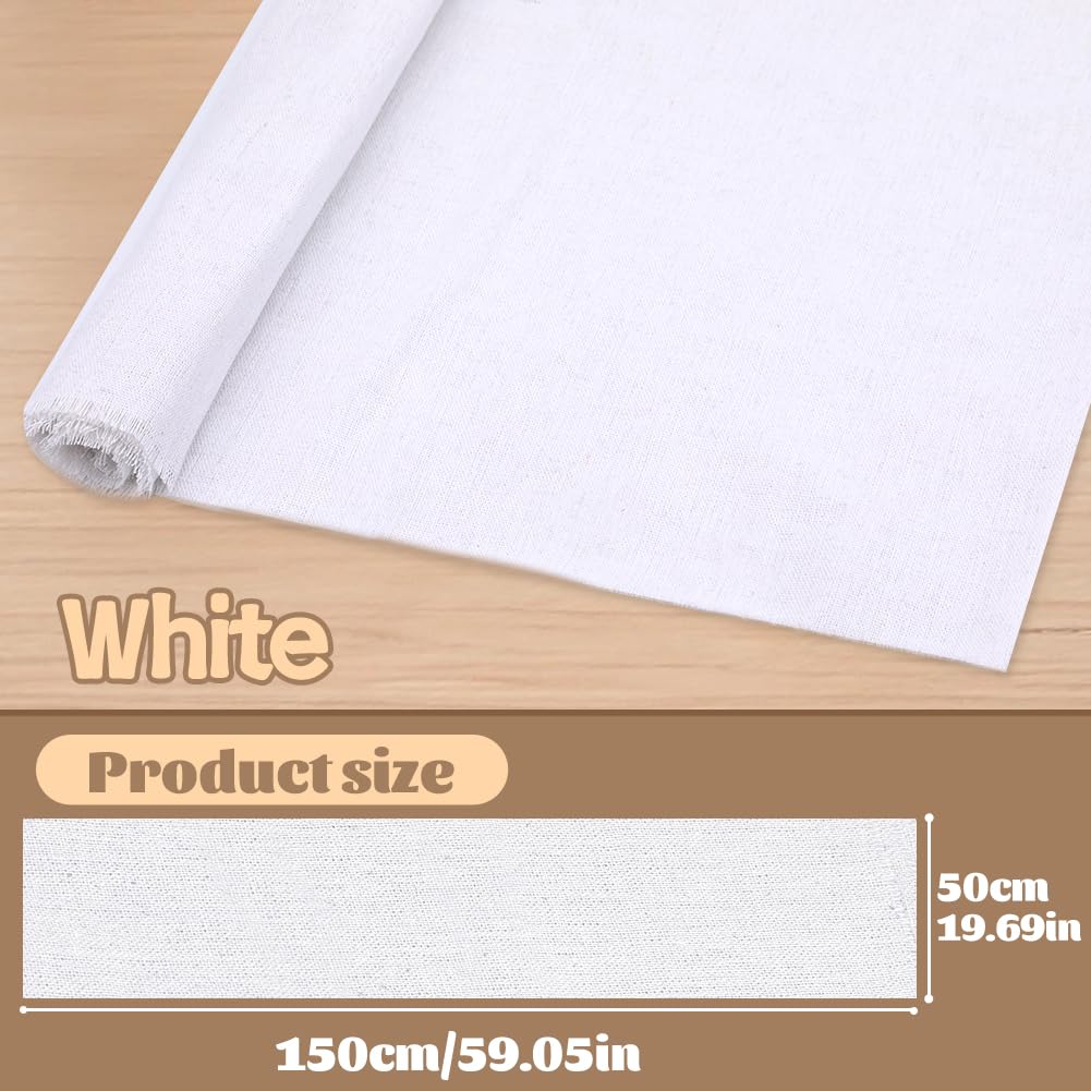 ZXIIXZ White Linen Needlework Fabric, (59In x 19In) Large Size Linen Fabric Cloth Linen Fabric for Making Garment Craft Upholstery Flower Pot Decoration ZXIIXZ
