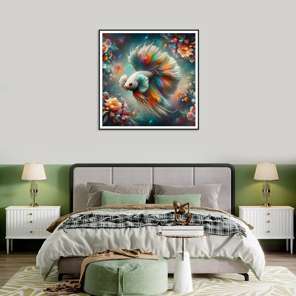 hill froeistung 5D Colorful Fish Diamond Art Painting Kits for Adults,Goldfish Diamond Art for Beginners, DIY Full Drill Animals Flower Diamond Art Painting(12X12 inch) hill froeistung