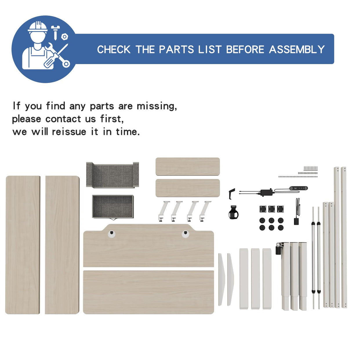 HEONAM Electric L Shape Standing Desk with Drawer, 63x47 Inches Height Adjustable Sit Stand Up Desk with Storage Shelf, Home Office Desk Computer Workstation with White Pearwood Top/White Frame HEONAM