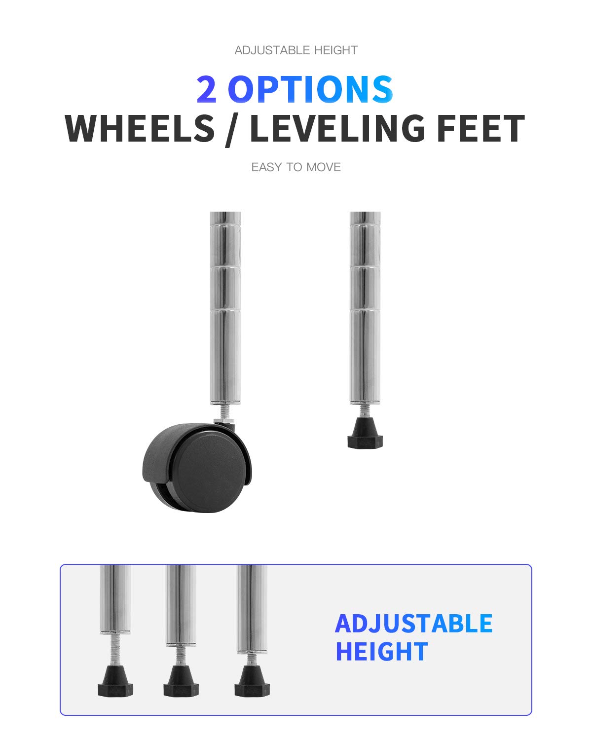 BestOffice 14"x30"x60" Storage Shelves Heavy Duty Shelving 5 Tier Layer Wire Shelving Unit with Wheels Metal Wire Shelf Standing Garage Shelves Storage Rack,Adjustable NSF Certified (Chrome) BestOffice