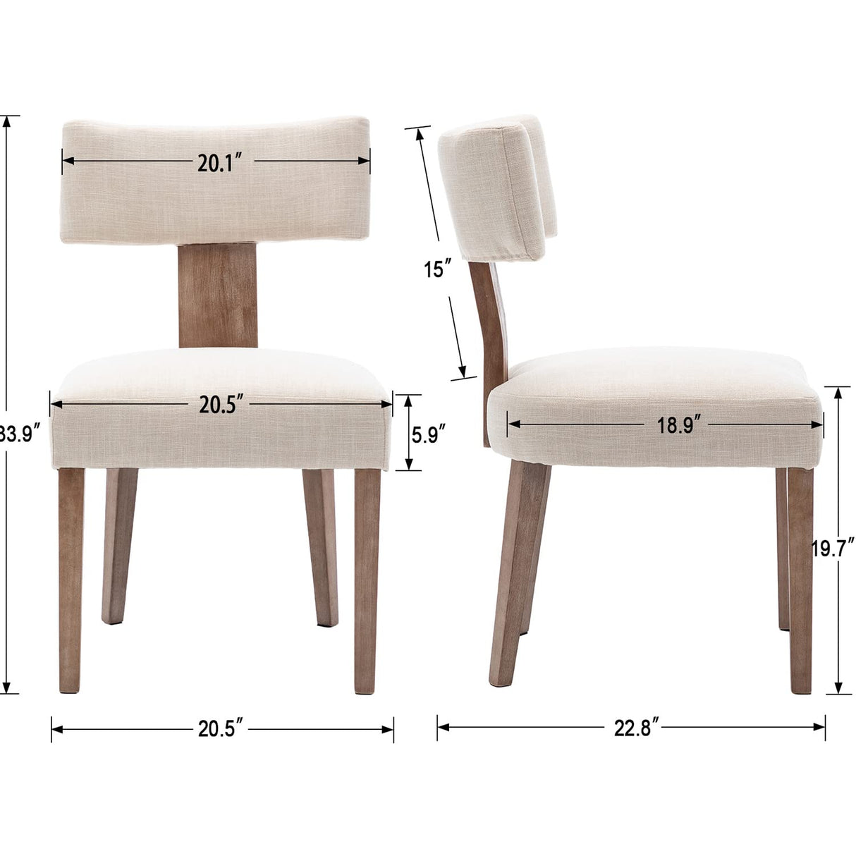 RIVOVA Linen Dining Chairs Set of 4, Modern Dining Chair with Wood Legs, Upholstered Dining Chairs for Dining Room, Kitchen, Vanity, Living Room, Beige RIVOVA