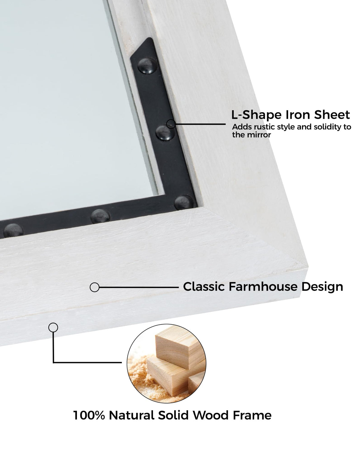 FLYJOE Medicine Cabinet Mirror 16 x 24 Inch Farmhouse Bathroom Mirror Door Paulownia Wood Storage Cabinet with Adjustable Shelves, Wall Mounted for Bathroom Living Room, White FLYJOE